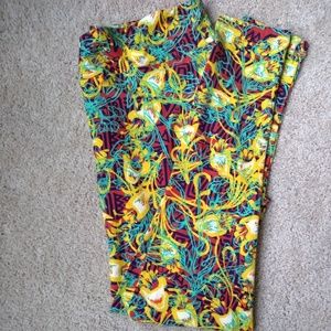 Lularoe TC leggings-turquoise, yellow, floral